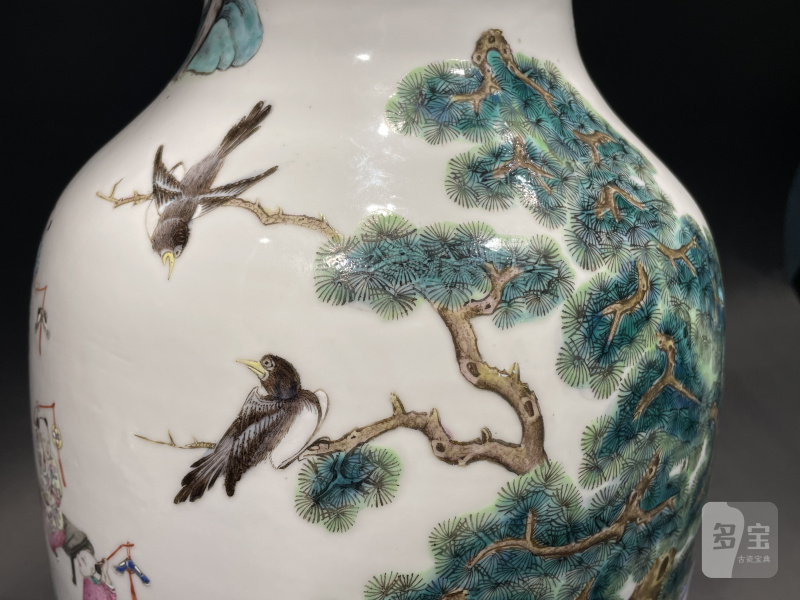 清光绪 粉彩婴戏图观音尊 - 图11